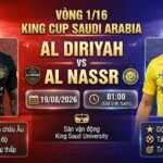 Nhận định trận đấu Al Diriyah vs Al Nassr tại vòng 1/16 King Cup Saudi Arabia 2026, xem trực tiếp bóng đá tốc độ cao trên Gavang TV.