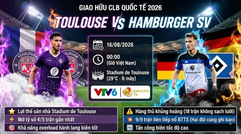 Bìa nhận định trận đấu giao hữu quốc tế Toulouse vs Hamburger SV hôm nay cập nhật link xem trực tiếp trên Gavang TV.